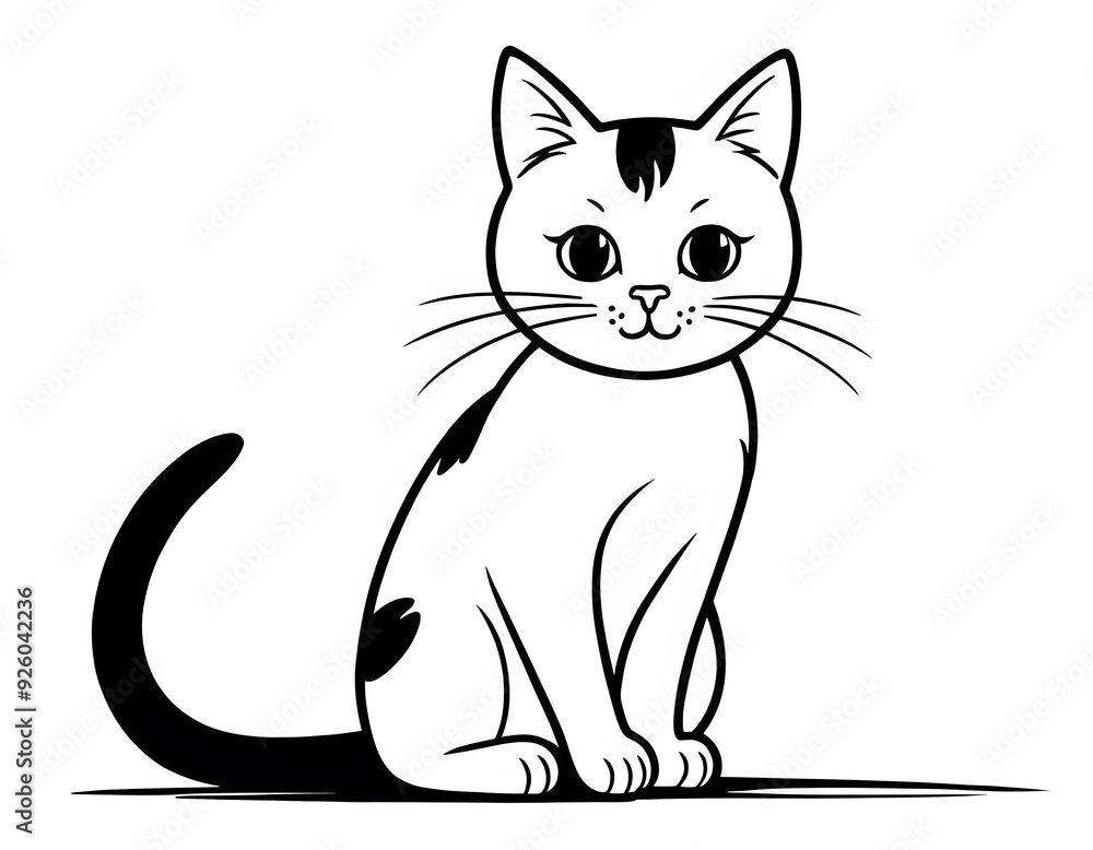 Drawing of a cute cat to color. Drawing of a cute cat to color.