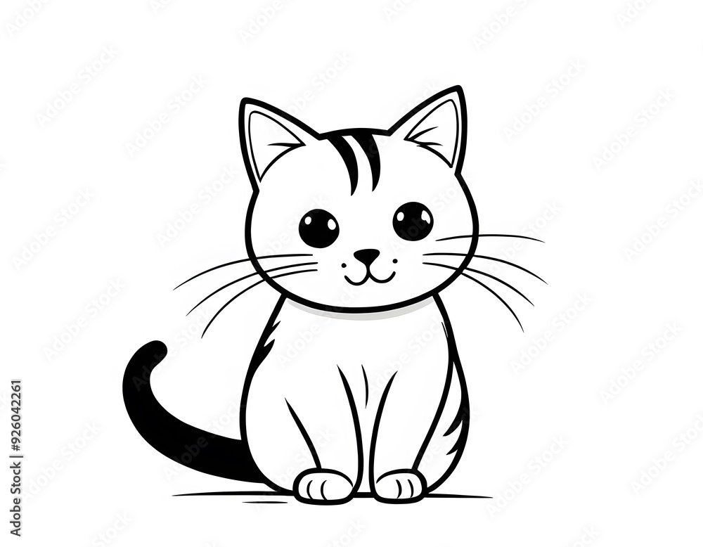 Drawing of a cute cat to color. Drawing of a cute cat to color.