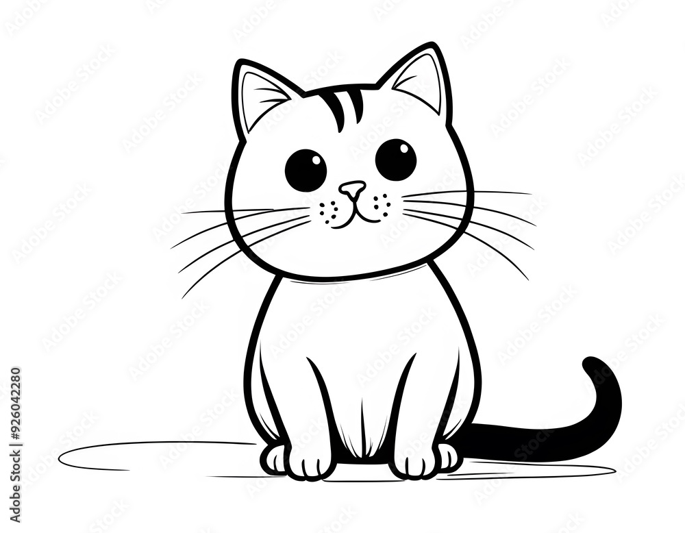 Drawing of a cute cat to color. Drawing of a cute cat to color.