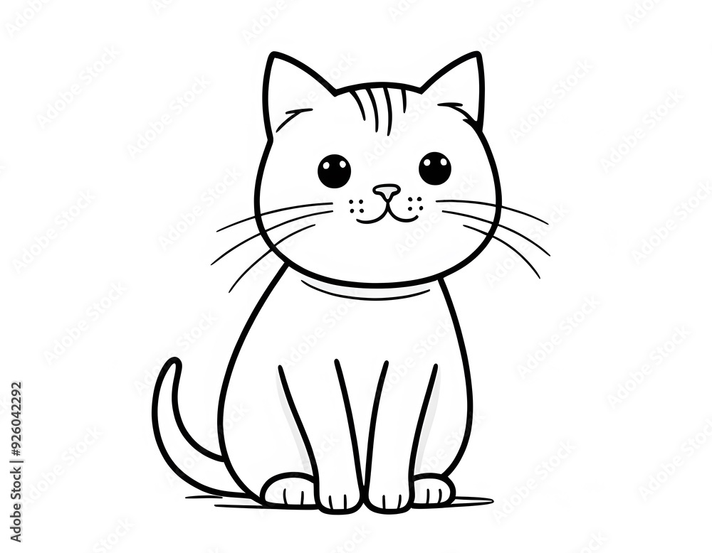 Drawing of a cute cat to color. Drawing of a cute cat to color.