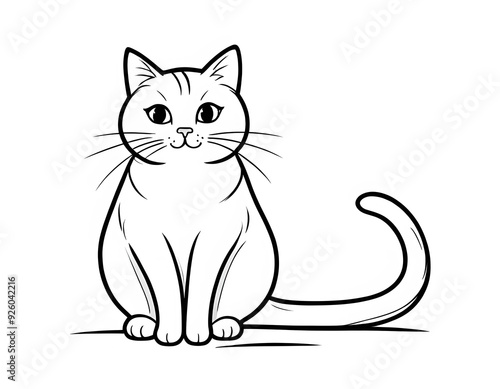 Wallpaper Mural Drawing of a cute cat to color. Torontodigital.ca