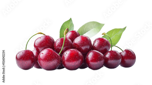 Wallpaper Mural Fresh Red Cherries with Green Torontodigital.ca