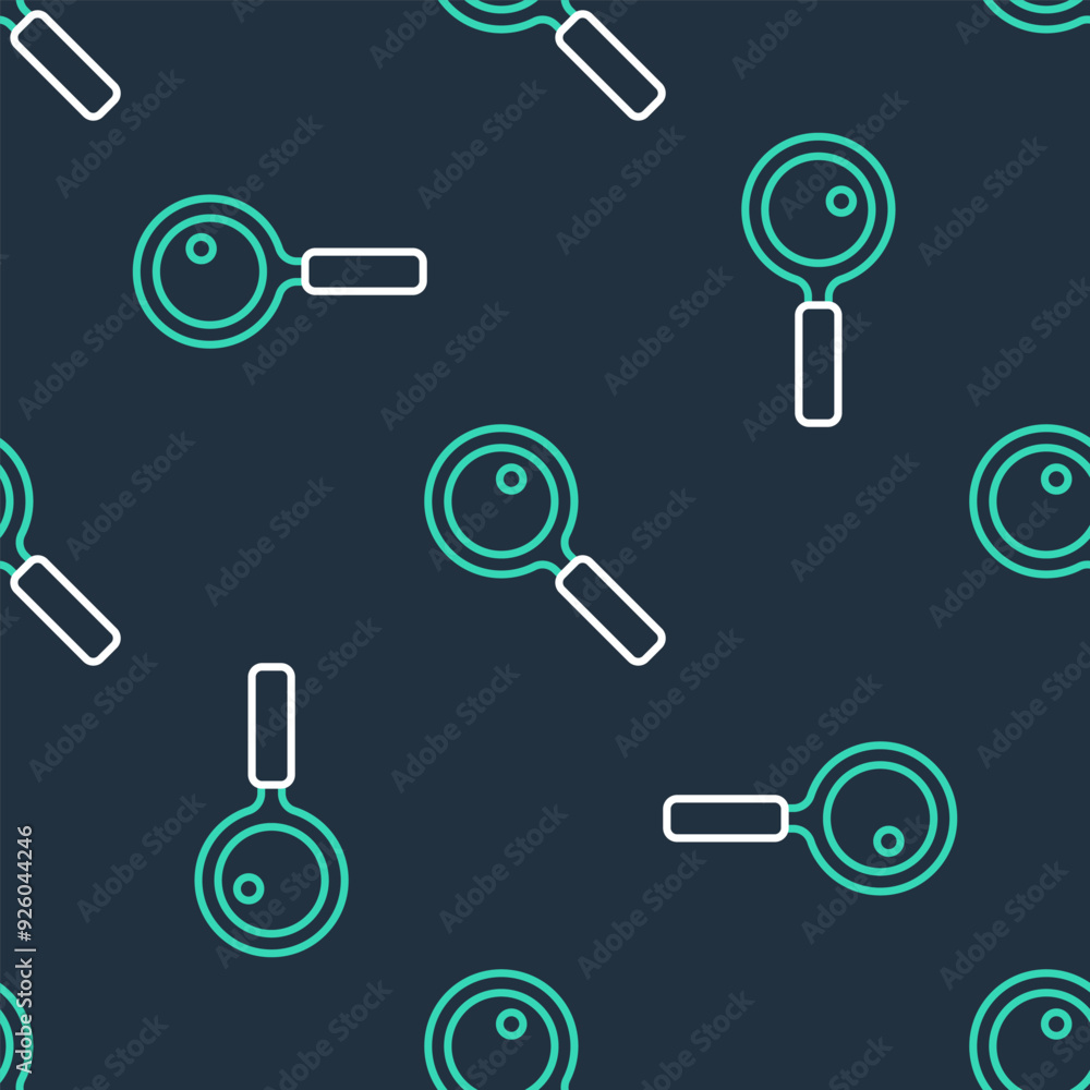 Line Magnifying glass icon isolated seamless pattern on black background. Search, focus, zoom, business symbol. Vector Line Magnifying glass icon isolated seamless pattern on black background. Search, focus, zoom, business symbol. Vector