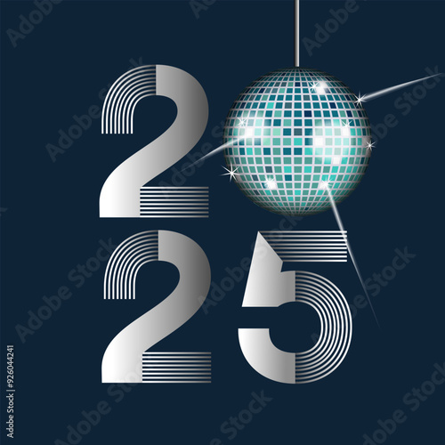 2025 - Carte de vœux carré pour fêter la nouvelle année dans une ambiance disco année 80.