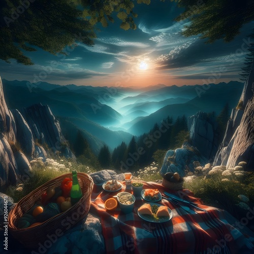 Mountaintop Picnic at Sunset