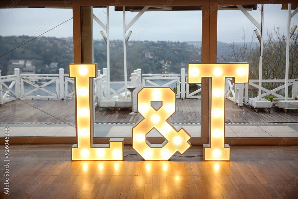 A pair of illuminated letters