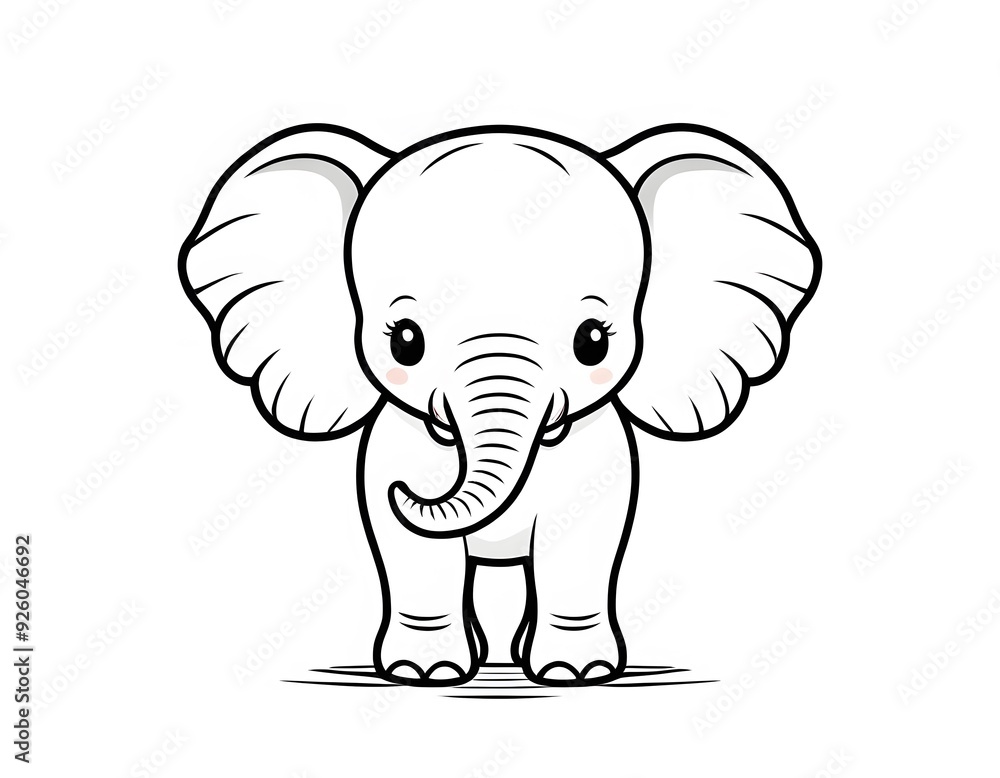 Drawing of a cute elephant to color. Drawing of a cute elephant to color.