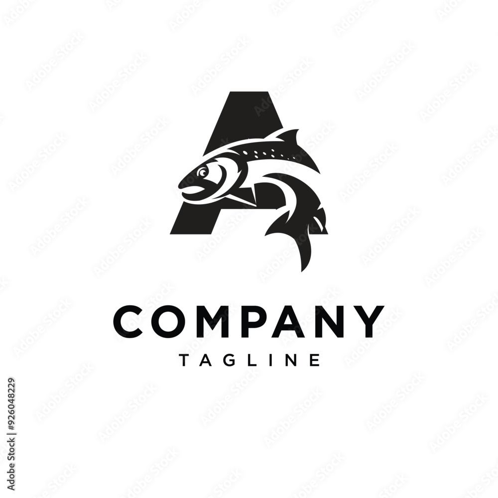 Letter A Salmon Fish Logo Icon vector Letter A Salmon Fish Logo Icon vector