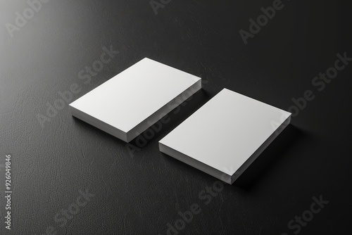 Horizontal Business card mockup with white front and back, empty mockup for Presentation on isolated black gray background, 3D rendering