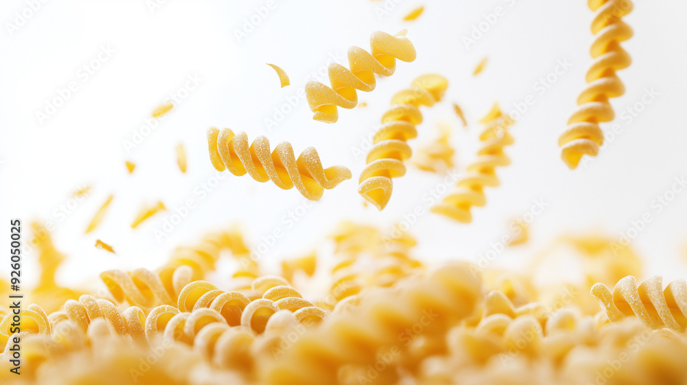 fusilli pasta isolated on white background