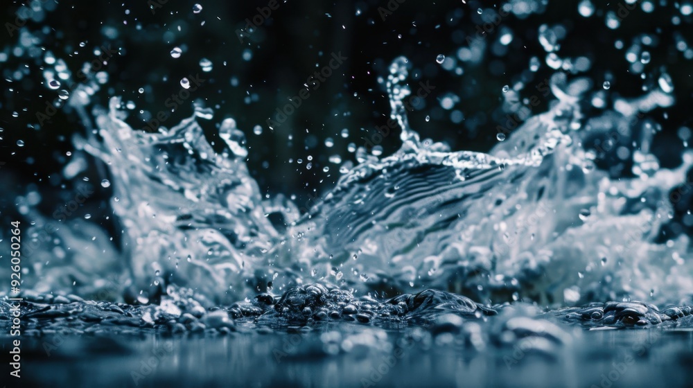 Water splash in a dark, moody setting. Water splash in a dark, moody setting.