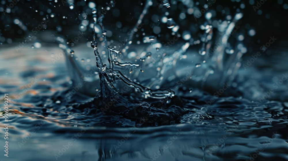 Water splash in a dark, moody setting. Water splash in a dark, moody setting.