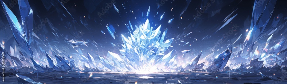 Obraz premium Enchanting Anime-Style Ice Age: A Digital Art Background for the Generation of Artificial Intelligence, Blending Abstract Concepts with Game Art and 4K Fantasy,anime style