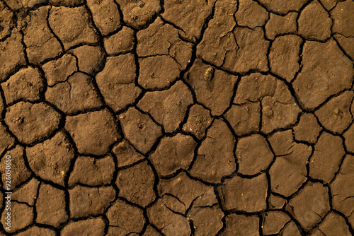 Vászonkép dried and cracked soil surface dried earth