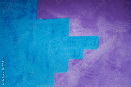 A blue and purple wall with a blue stripe