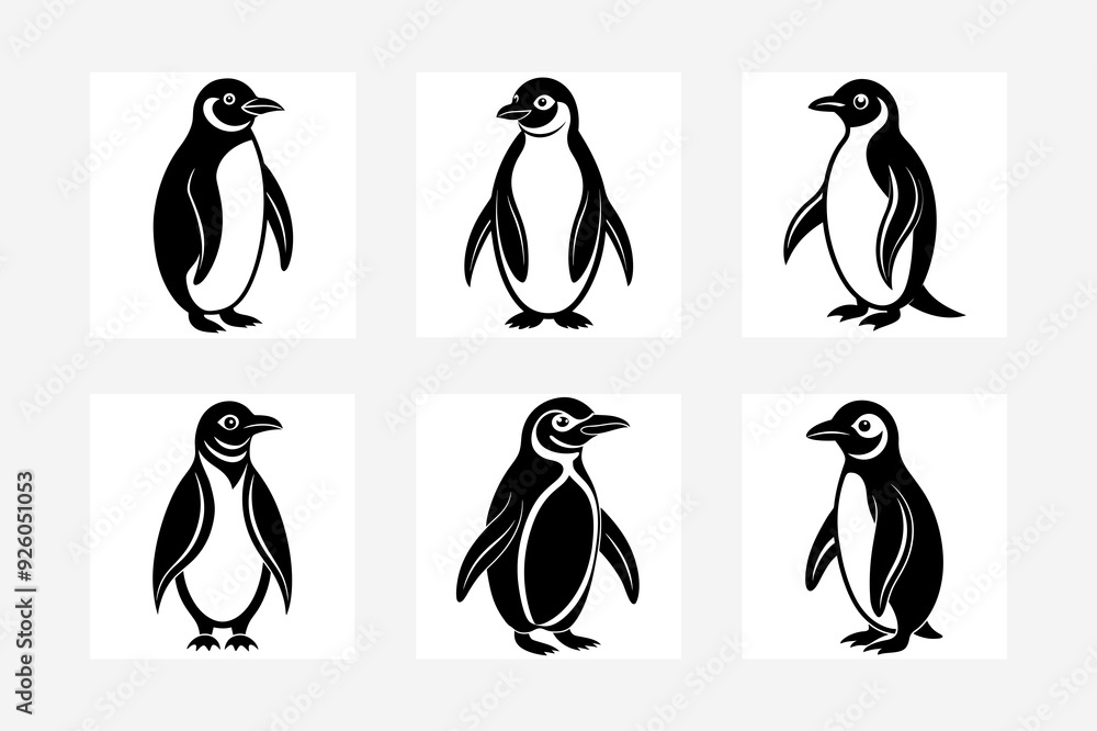 Fototapeta premium Vector art of penguin silhouette on a white background 