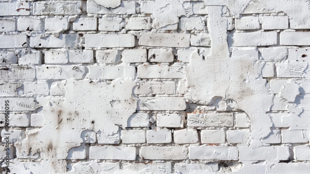 Whitewashed brick wall with minimalist aesthetic. Whitewashed brick wall with minimalist aesthetic.