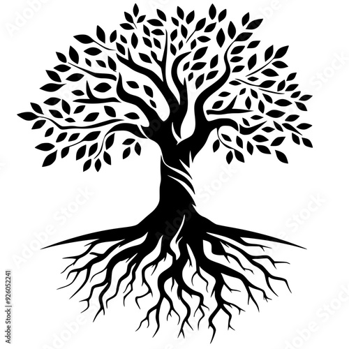 Silhouette of tree and roots
