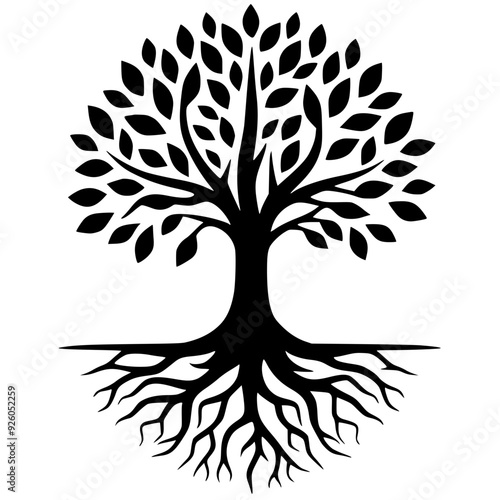 Silhouette of tree and roots
