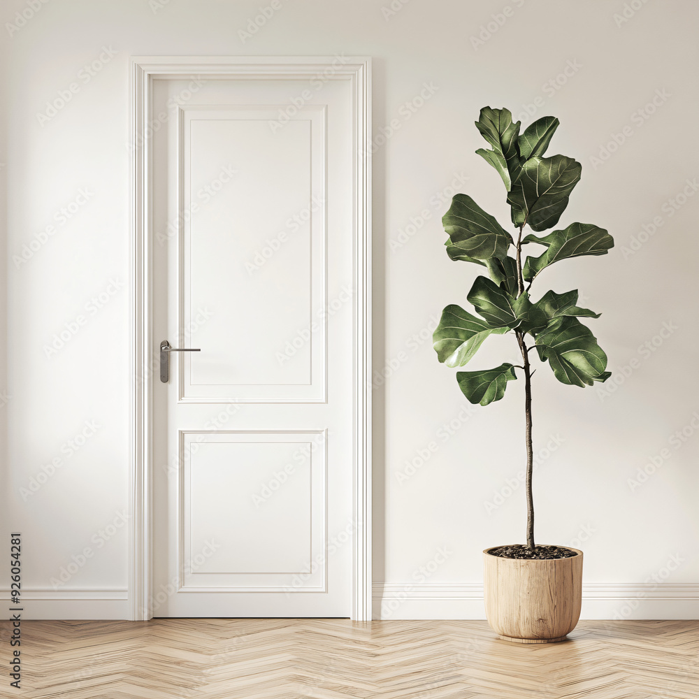 White Door & Fiddle Leaf Fig. White Door & Fiddle Leaf Fig.