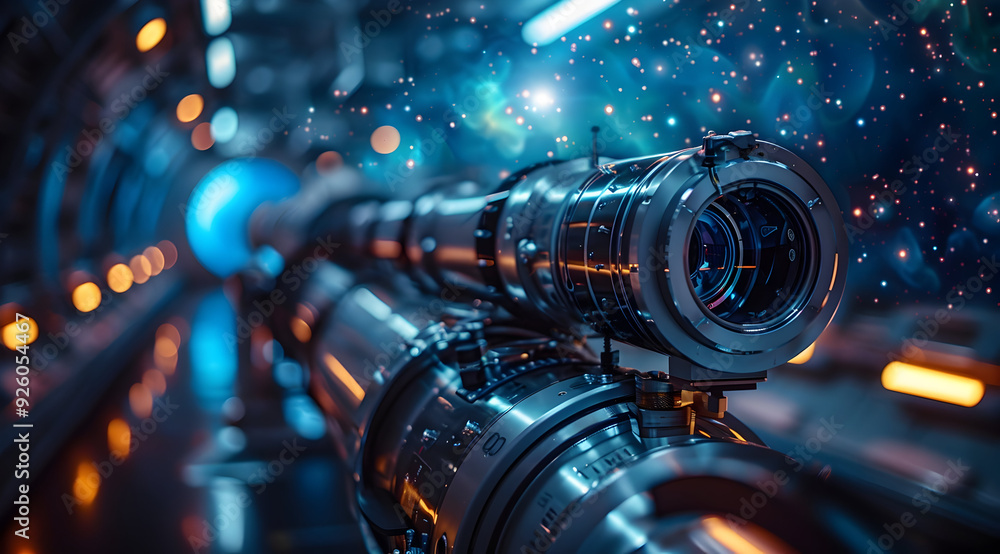 Futuristic Lens with Starry Background 3D Illustration Futuristic Lens with Starry Background 3D Illustration