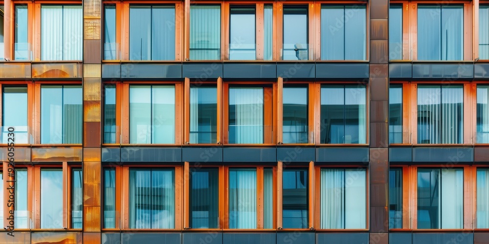 Modern architectural facade with a focus on glass and metal elements in an urban setting Modern architectural facade with a focus on glass and metal elements in an urban setting