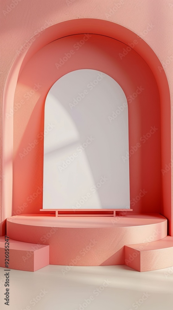 Stylish arch design in soft pink color, creating an inviting space. Perfect for modern interior and product photography. Stylish arch design in soft pink color, creating an inviting space. Perfect for modern interior and product photography.