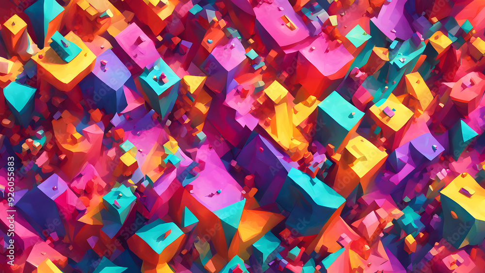 Neon Laughter Vortex: Joyful Low-Poly Explosion Neon Laughter Vortex: Joyful Low-Poly Explosion