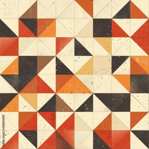 A vibrant geometric pattern featuring triangles in warm colors, perfect for modern design projects and creative backgrounds.