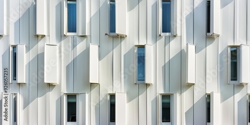 Close-up of a modern architectural facade showcasing abstract patterns and unique window designs under natural light