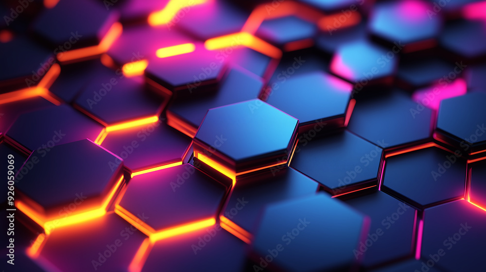 futuristic geometric pattern with glowing neon hexagons creating a vibrant digital aesthetic and sharp contrast between dark and illuminated elements evoking a modern sci-fi atmosphere futuristic geometric pattern with glowing neon hexagons creating a vibrant digital aesthetic and sharp contrast between dark and illuminated elements evoking a modern sci-fi atmosphere