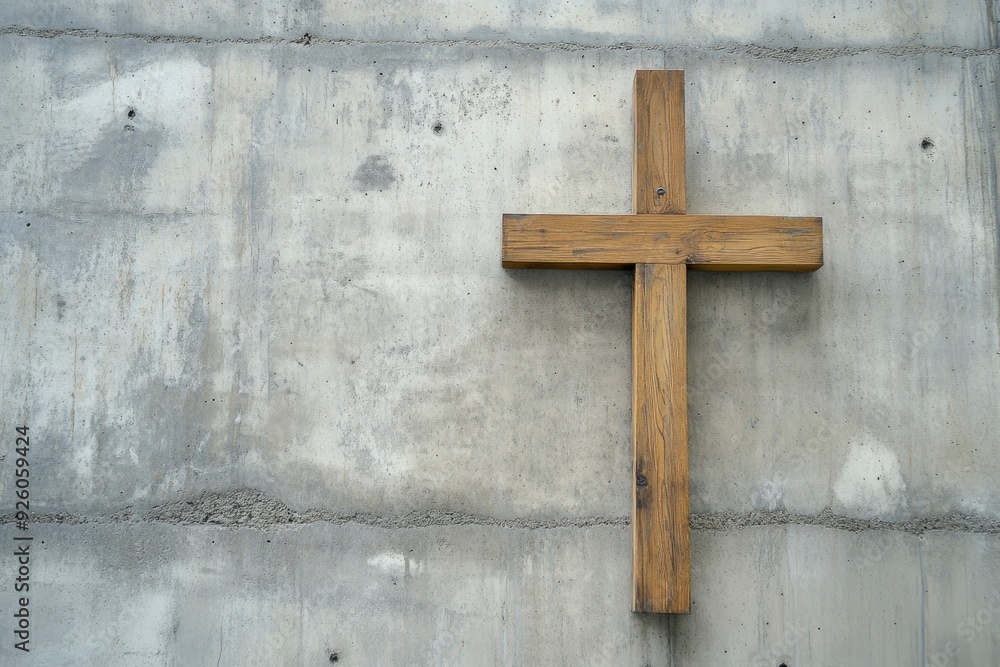 custom made wallpaper toronto digitalA wooden Christian cross near a concrete wall , ai