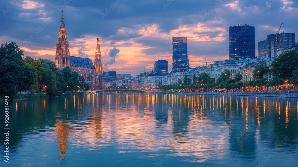 Obraz premium Vienna Skyline at Sunset with