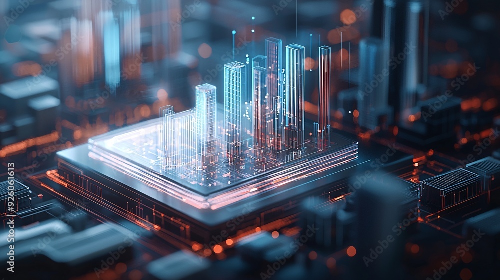 Business intelligence analysis, holographic data and insights, 3D illustration Business intelligence analysis, holographic data and insights, 3D illustration