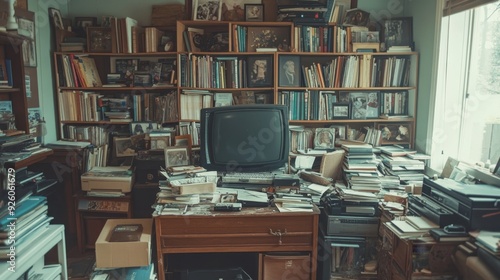 Cluttered Room with Books,