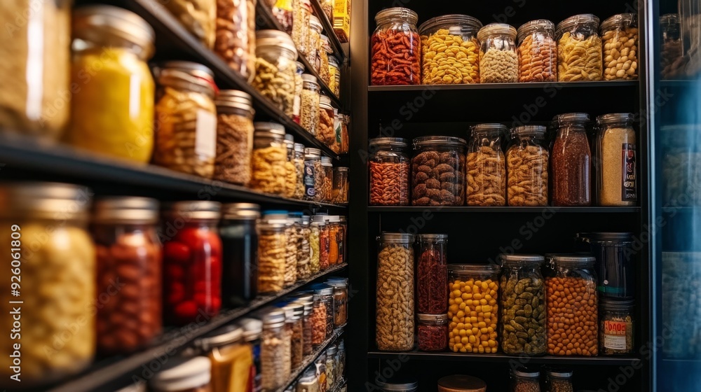 Organized Pantry with Glass Organized Pantry with Glass