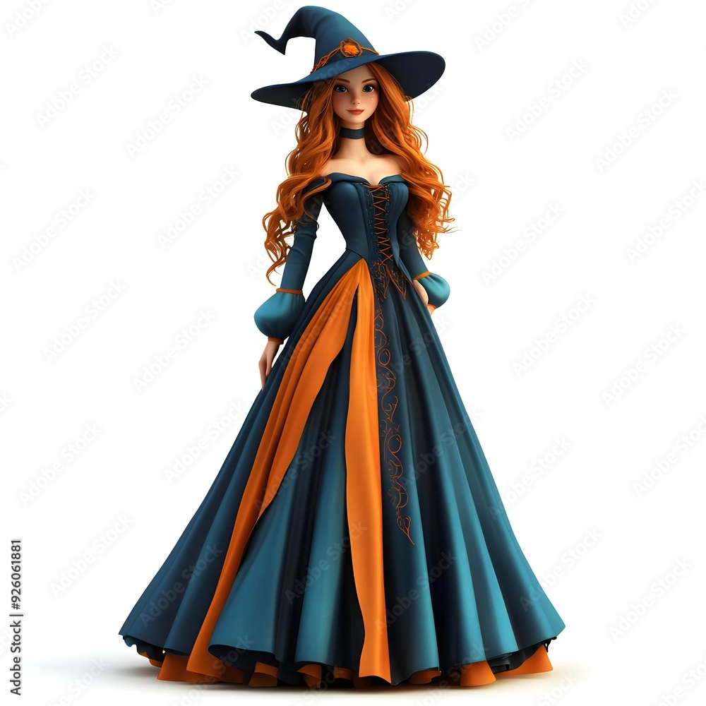 3D cute witch, witchcraft, witch with hat, Happy Halloween, witch queen 3D cute witch, witchcraft, witch with hat, Happy Halloween, witch queen