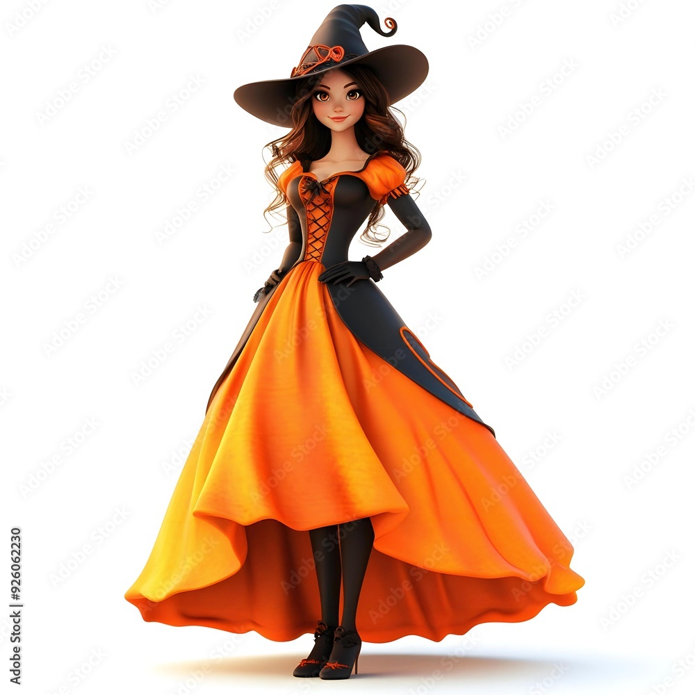 3D cute witch, witchcraft, witch with hat, Happy Halloween, witch queen 3D cute witch, witchcraft, witch with hat, Happy Halloween, witch queen