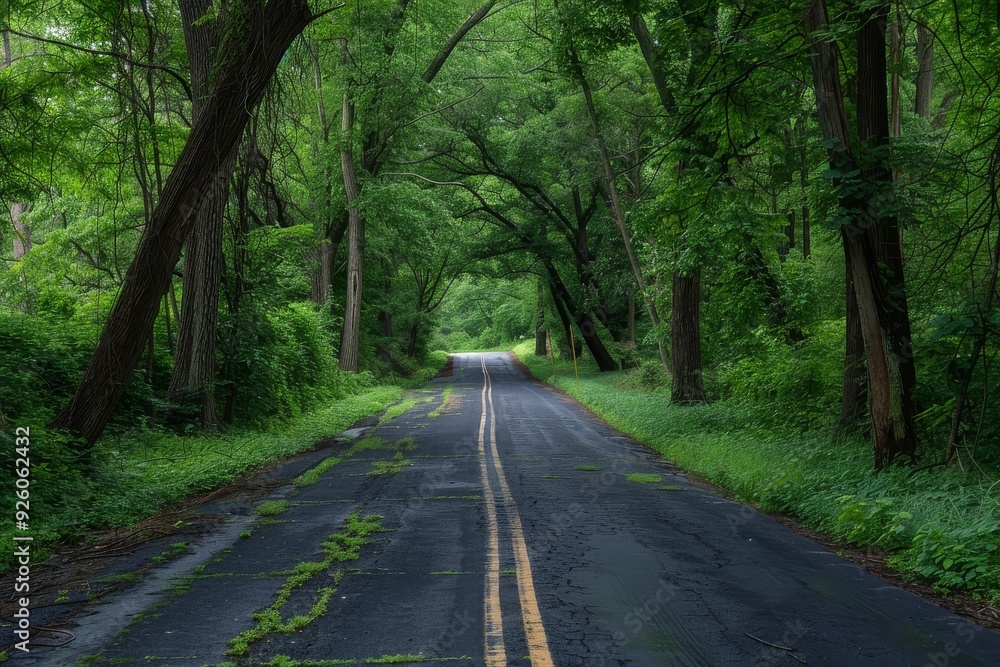 Endless road of travel on rural highways There are natural trees on both sides of the road. Endless road of travel on rural highways There are natural trees on both sides of the road.