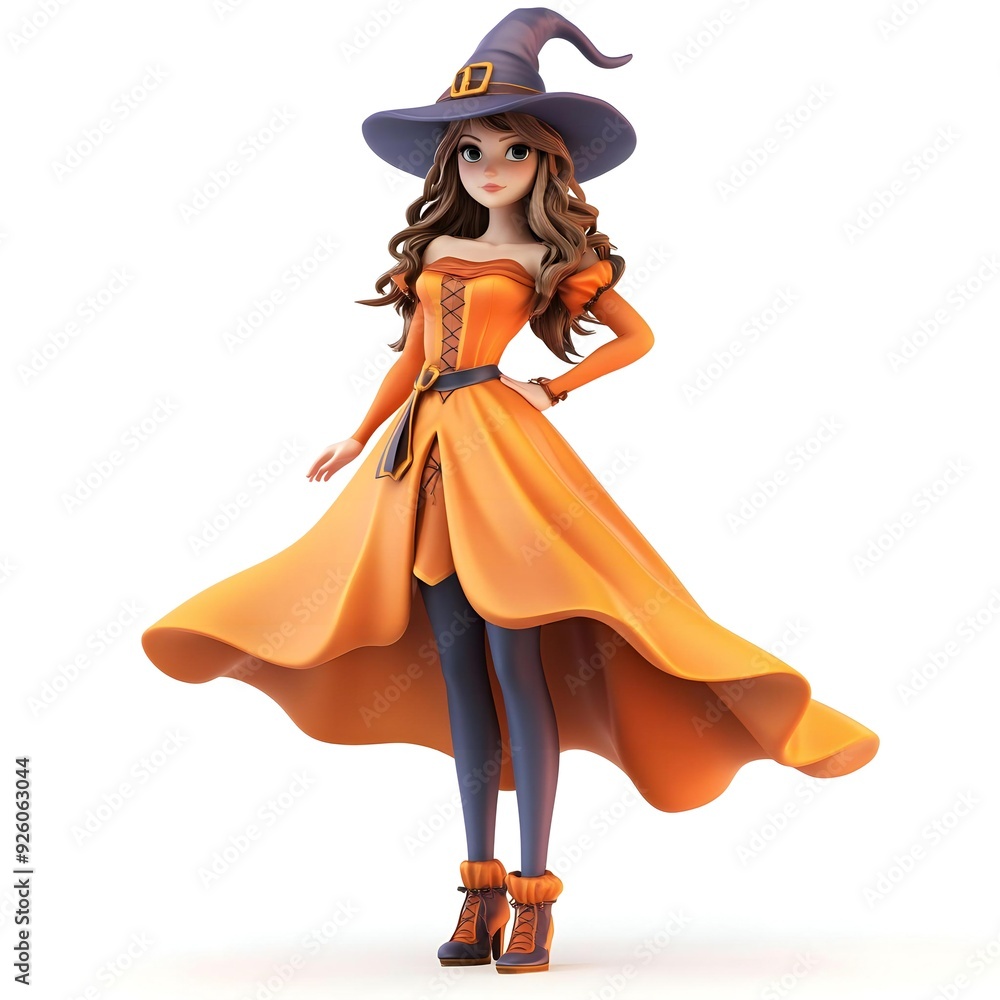 3D cute witch, witchcraft, witch with hat, Happy Halloween, witch queen 3D cute witch, witchcraft, witch with hat, Happy Halloween, witch queen