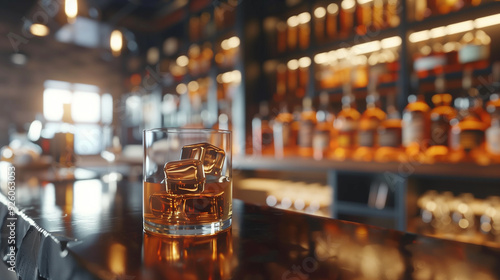 Wallpaper Mural A glass of whiskey sits on a bar counter Torontodigital.ca