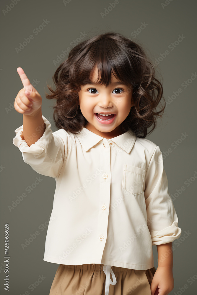 young Asian kid wearing a cream outfit, isolated on a white isolated background young Asian kid wearing a cream outfit, isolated on a white isolated background