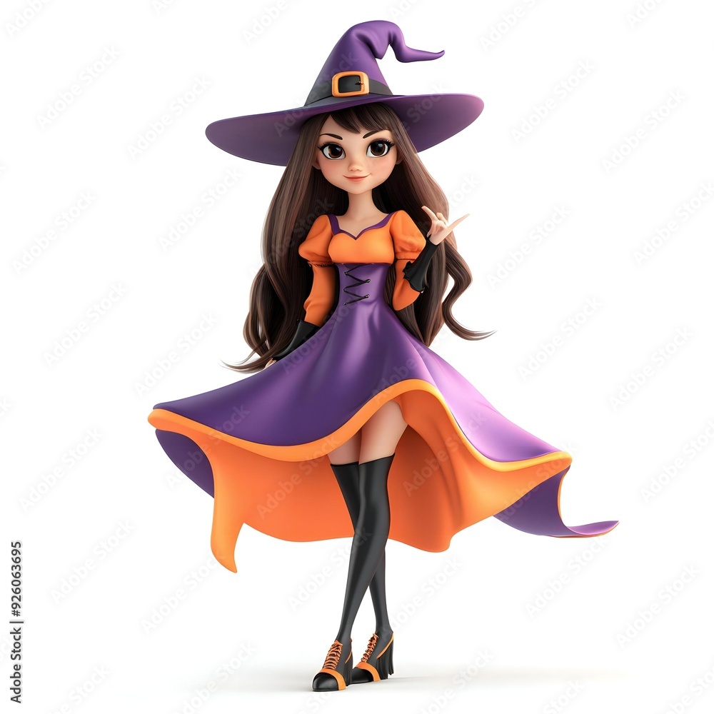 3D cute witch, witchcraft, witch with hat, Happy Halloween, witch queen 3D cute witch, witchcraft, witch with hat, Happy Halloween, witch queen