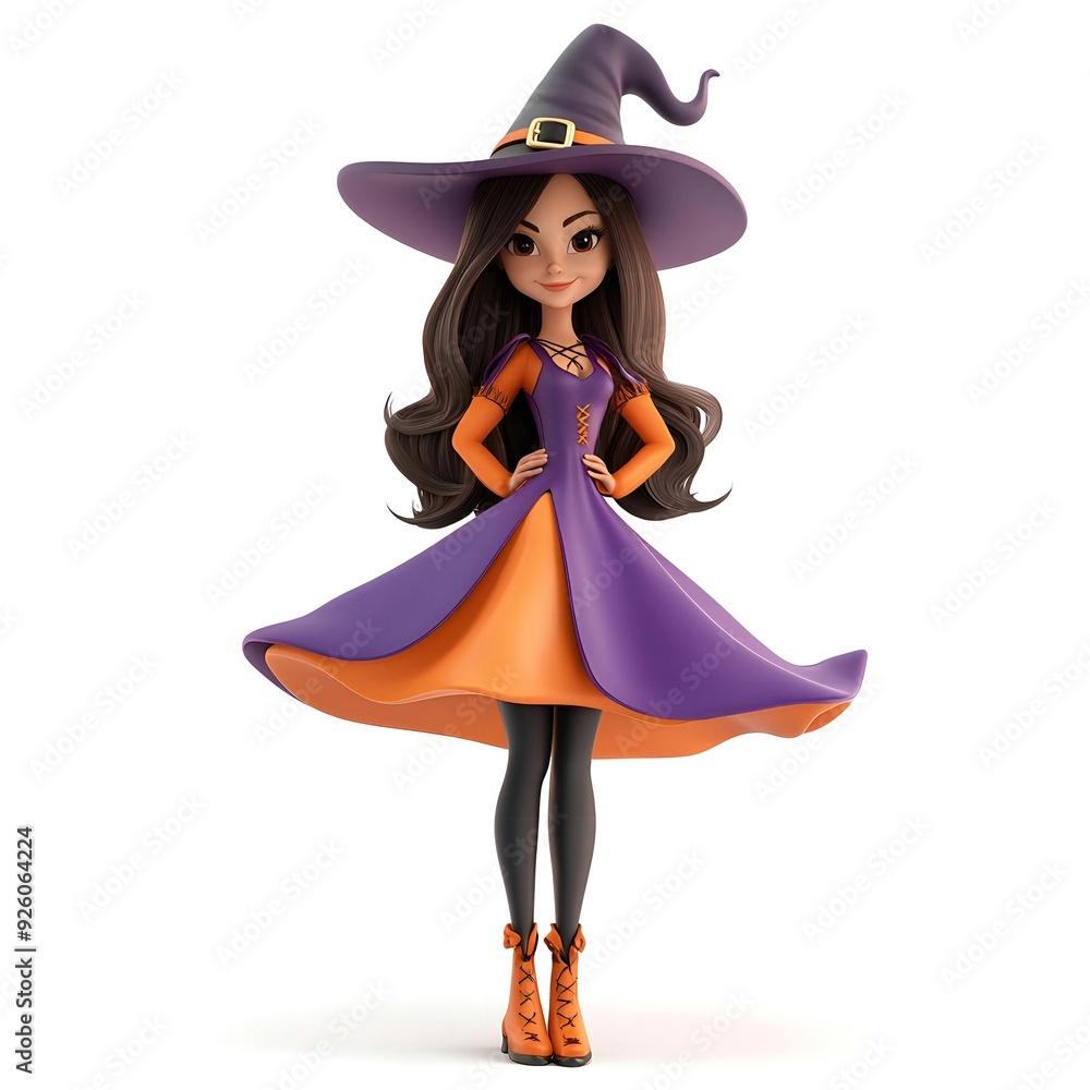3D cute witch, witchcraft, witch with hat, Happy Halloween, witch queen 3D cute witch, witchcraft, witch with hat, Happy Halloween, witch queen