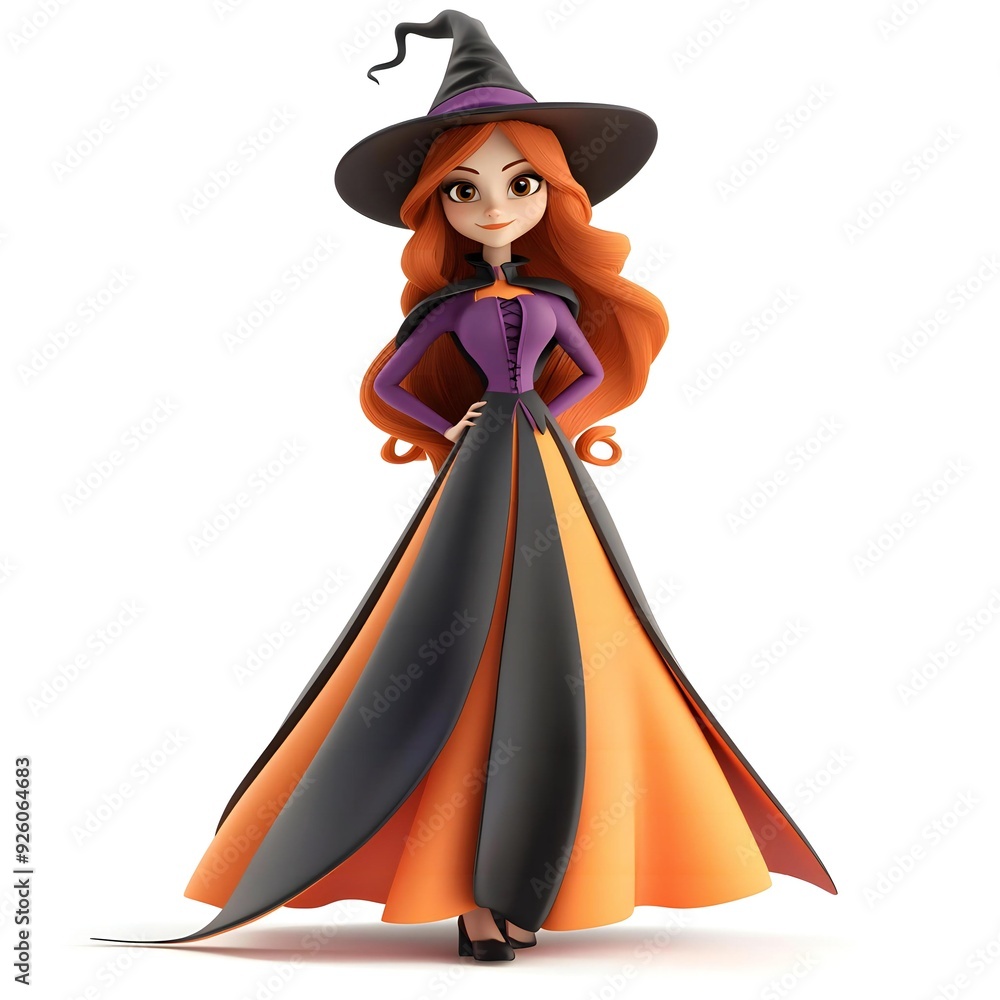 3D cute witch, witchcraft, witch with hat, Happy Halloween, witch queen 3D cute witch, witchcraft, witch with hat, Happy Halloween, witch queen
