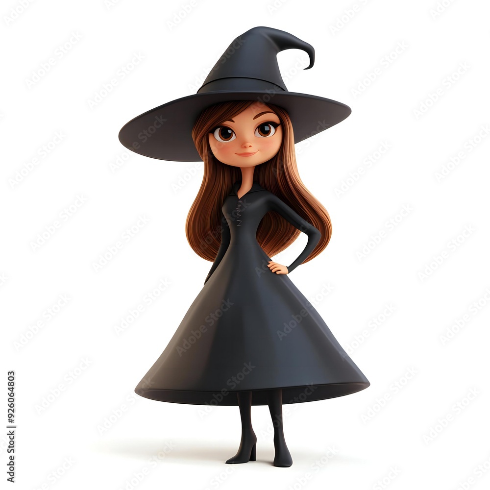 3D cute witch, witchcraft, witch with hat, Happy Halloween, witch queen 3D cute witch, witchcraft, witch with hat, Happy Halloween, witch queen