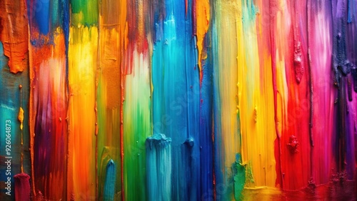 Abstract painting with vibrant vertical brush strokes in various bright colors , art, striped, vivid, colorful