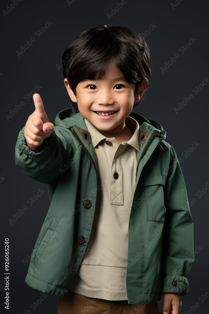 young Asian kid wearing a green outfit, isolated on a white isolated background young Asian kid wearing a green outfit, isolated on a white isolated background