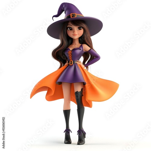 3D cute witch, witchcraft, witch with hat, Happy Halloween, witch queen