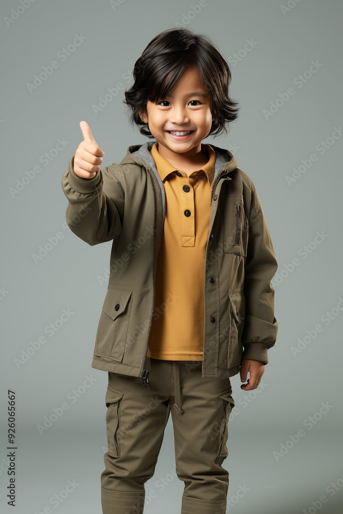 young Asian kid wearing a green outfit, isolated on a white isolated background young Asian kid wearing a green outfit, isolated on a white isolated background